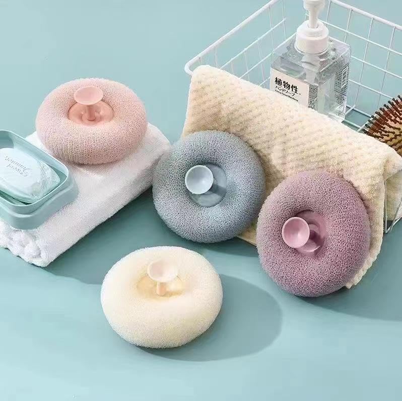 Giftock Exfoliating Shower Brushes,Bath Sponge Cleaning Brush Super Soft Exfoliating Bath Sponge Cleaning Brush, Massage Bath Sponge Ball with Suction Cup for Women Men pack of 2