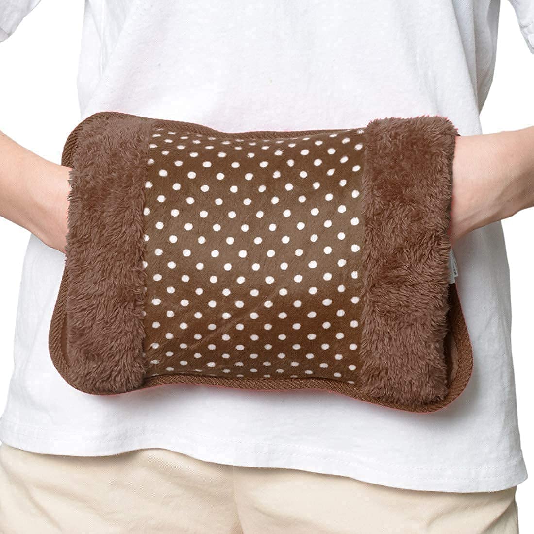 Giftock Premium Velvet Electric Hot Water Bag for Pain Relief With a Heating Pad For Period Cramps, Shoulder, Back, Neck (Brown Color)