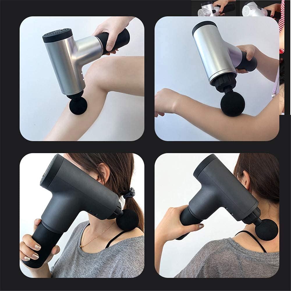 Giftock Massager Gun Handheld Electric Deep Tissue Percussion Muscle Body Massager Gun with 6-speed, for Pain and Stress Relief with 4 Massage Head(Multi)
