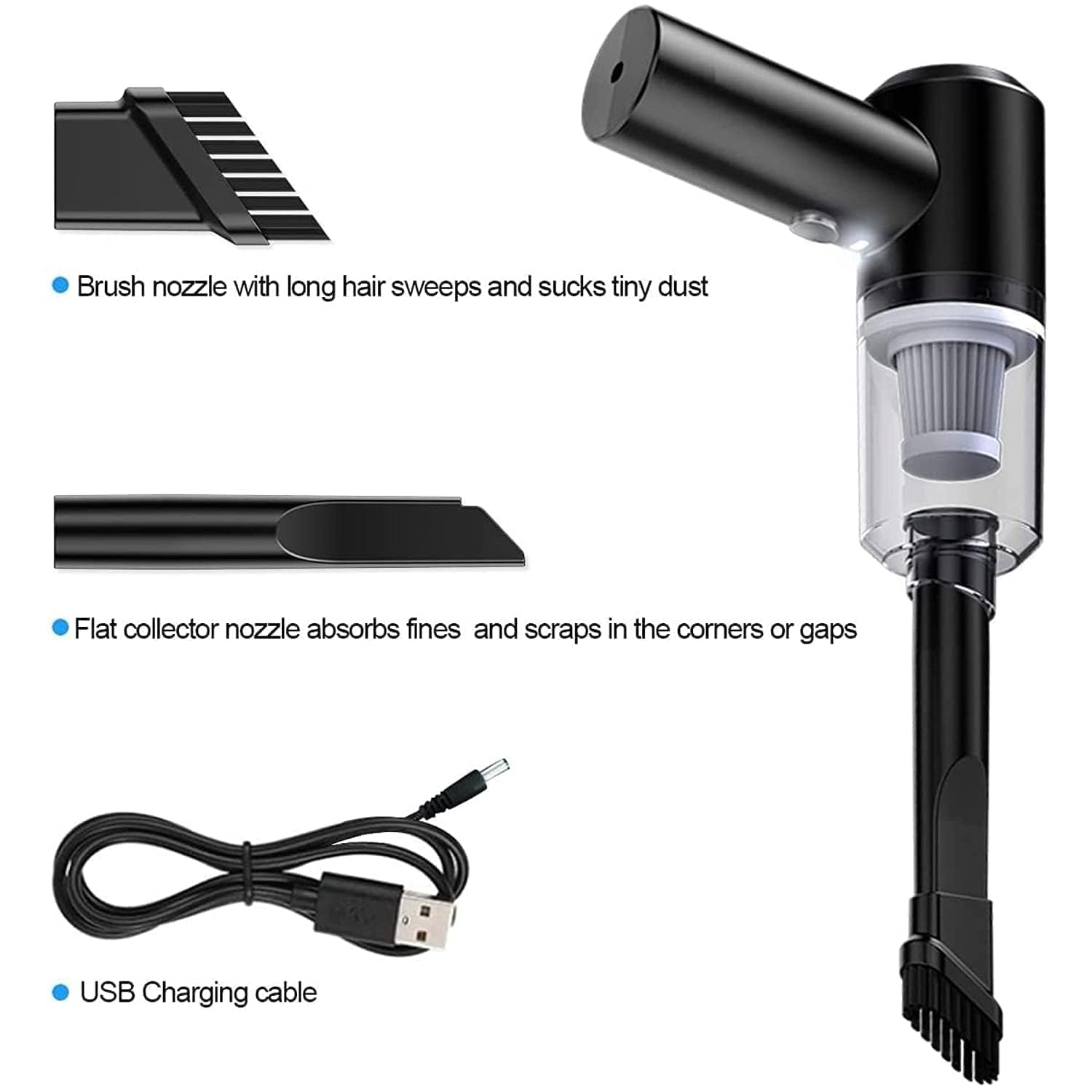 Giftock Portable Mini Car Vacuum Cleaner with,USB Rechargeable Wireless Handheld Car Vacuum Cleaner Traveling, Camping Reusable,Portable,Rechargeable Vacuum (2 in 1)