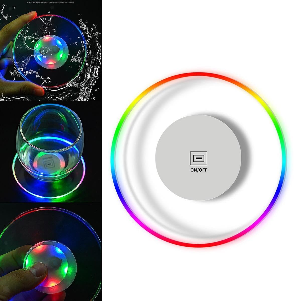 Giftock Led Coaster, Ultra Thin Luminous Acrylic Coaster for Parties & Home Decor (Standard, 1)