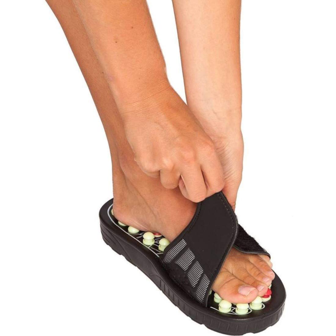 Giftock Spring Acupressure Magnetic Therapy Sandals |Yoga Paduka Acupressure Foot Relaxer| Foot Massager Slipper| Rotating Acupressure Foot Slippers for Men & Women (6 UK)