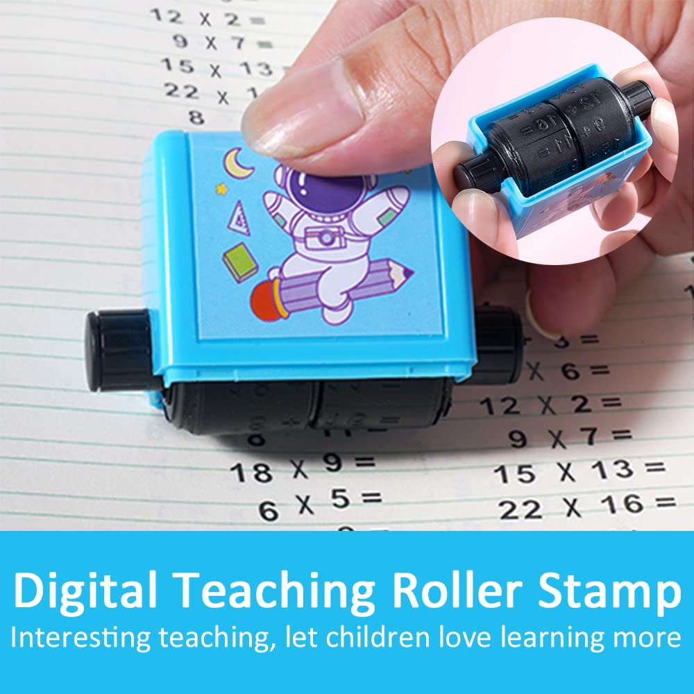 soputry Math Roller Stamp For Addition Subtraction Multiplication Division,Roller Number Teaching Practice Math Stamp Roller Digital Teaching Stamp,Math Practice Number Rolling Stamp(Multiply&Divide)