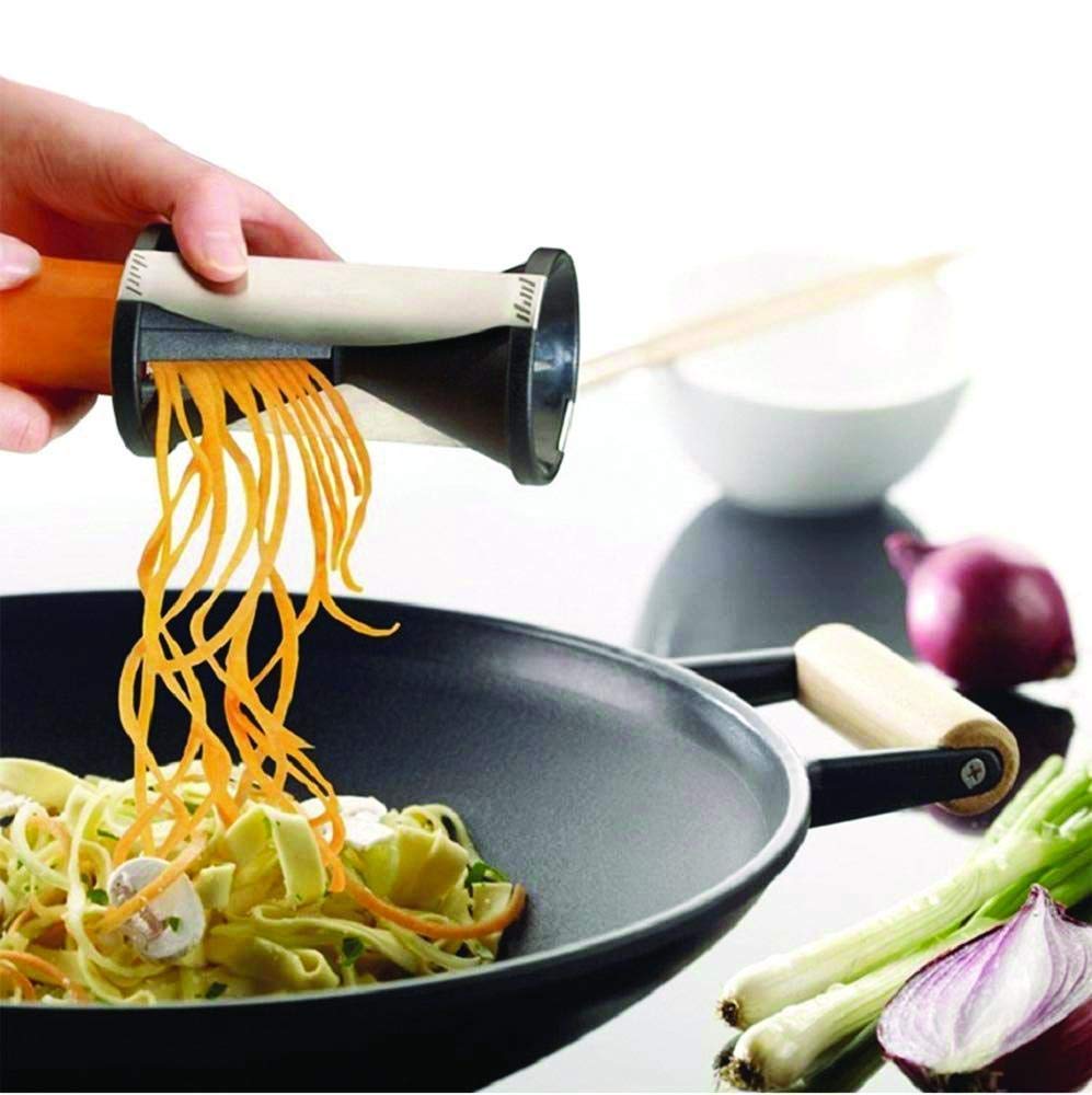 Giftock Multipurpose Slicer Cutter-Dual Stainless Steel Cutting Blades Spiral Slicer for Zucchini Spaghetti Noodles- Veg. Salad Maker Slicer for Kitchen (Watermelon Slicer)