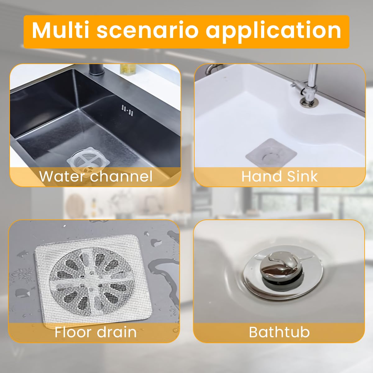 Giftock 20Pack Disposable Shower Drain Hair Catcher, Drain Hair Catcher Waterproof Mesh Stickers for Bathroom Accessories, Apartment Essentials for Kitchen, Sink, Bathtub (4" X 4")