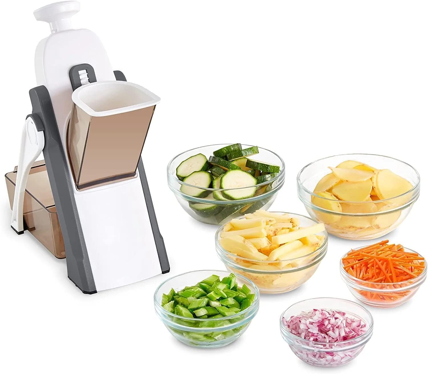 Giftock Mandoline Slicer, 5 in 1 Vegetable Chopper, Safe Kitchen Chopping Artifact, Cutter, Julienne, Dicer, Kitchen Accessories Gadgets (Pack of 1)