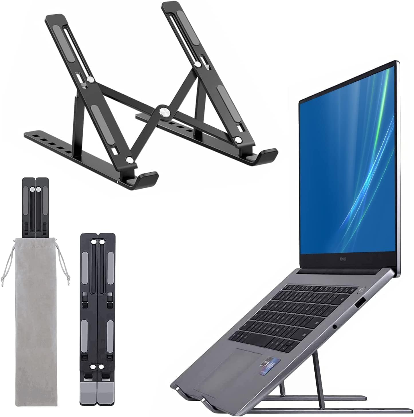 Giftock 6 Angle Foldable & Portable Laptop Riser Stand Made with Plastic | Compatible for Dell, Mac Book Air/Pro, Lenovo Acer Hp Asus & Other Laptop from 11.6 inch to 15.6 Inches