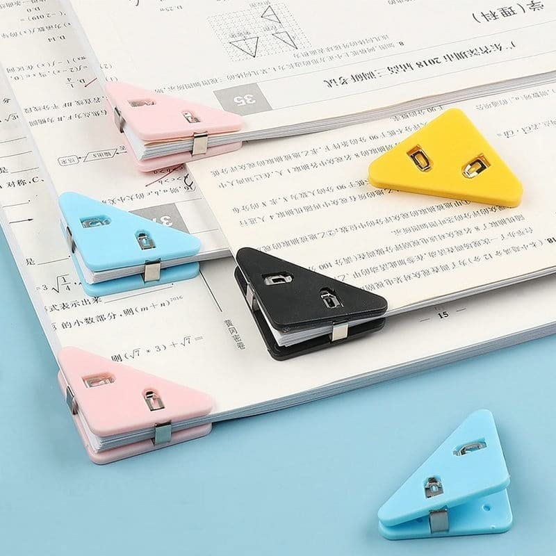 Giftock Triangular Plastic Paper Clips,Clamps for Preventing Paper Corners from Bending Ideal Tool Attaching Documents to Student Reading, Bunch or Office Clip Art 10 Pc