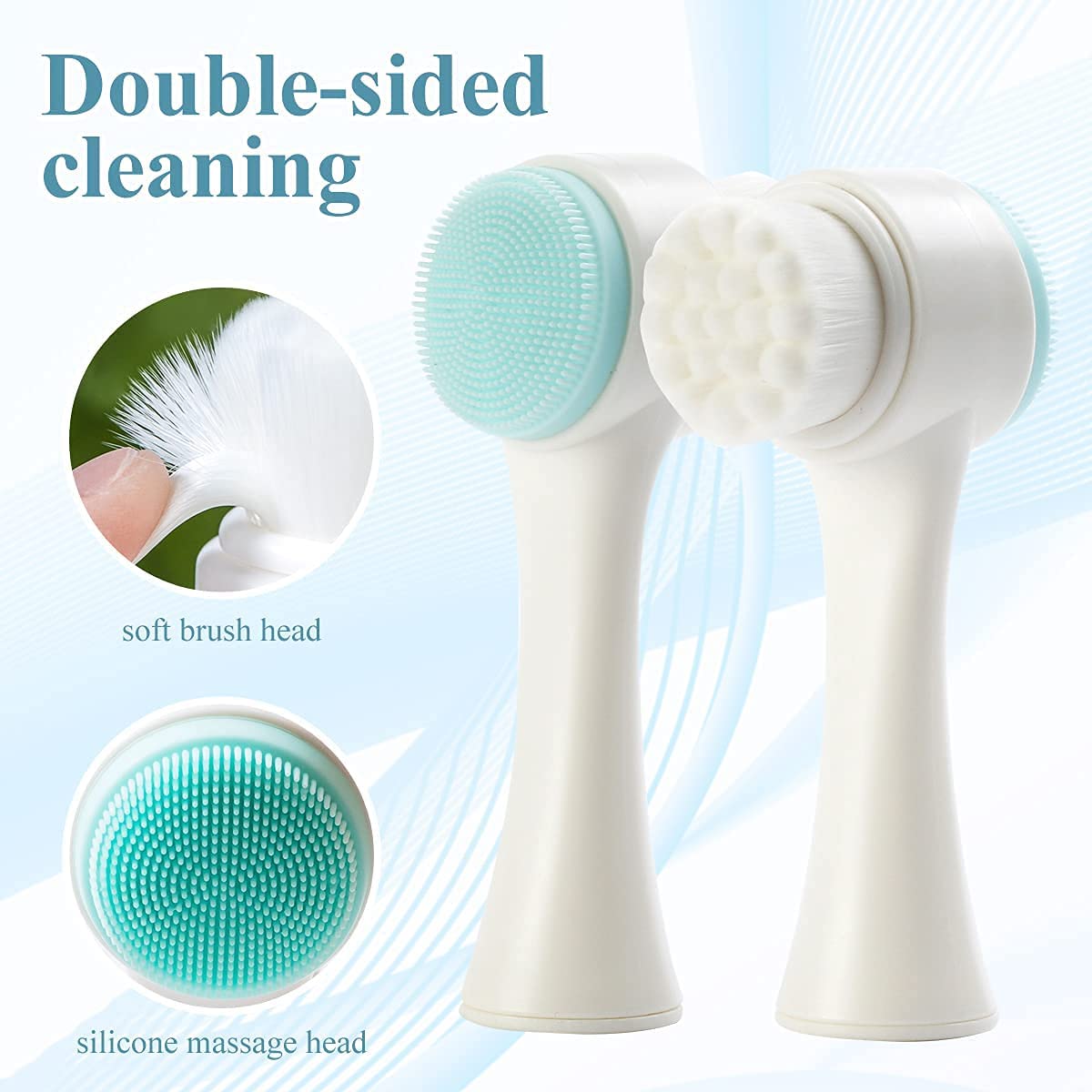 Giftock Manual Facial Cleansing, Double Side Skin Care Facial Cleaning Brush, Silicone Facial Scrubber Manual Dual Face Wash Brush for Deep Pore Exfoliation Makeup Massaging (1 Pcs)