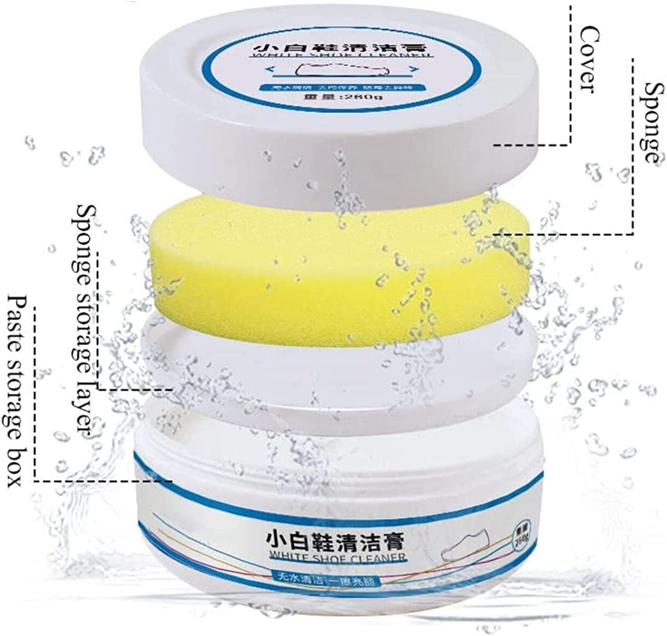 Giftock White Shoe Cleaning Cream | Sneaker Stain Cleaning Cream | Sneaker Stain Remover Cream, Simple and Fast, Shoe Whitening Cleansing Tool, Whitening and Yellowing Maintenance for White Shoes, Leather, Sports Shoes, Leather Bags, Car Interiors