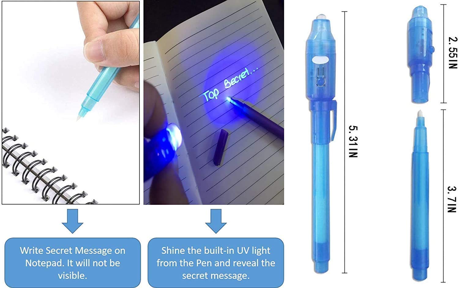 Giftock Invisible Ink Magic Pen (20 Pieces) with UV-Light Birthday Return Gifts for Boys, Girls, Kids All Age Group Bulk Buy Abracadabra Collection