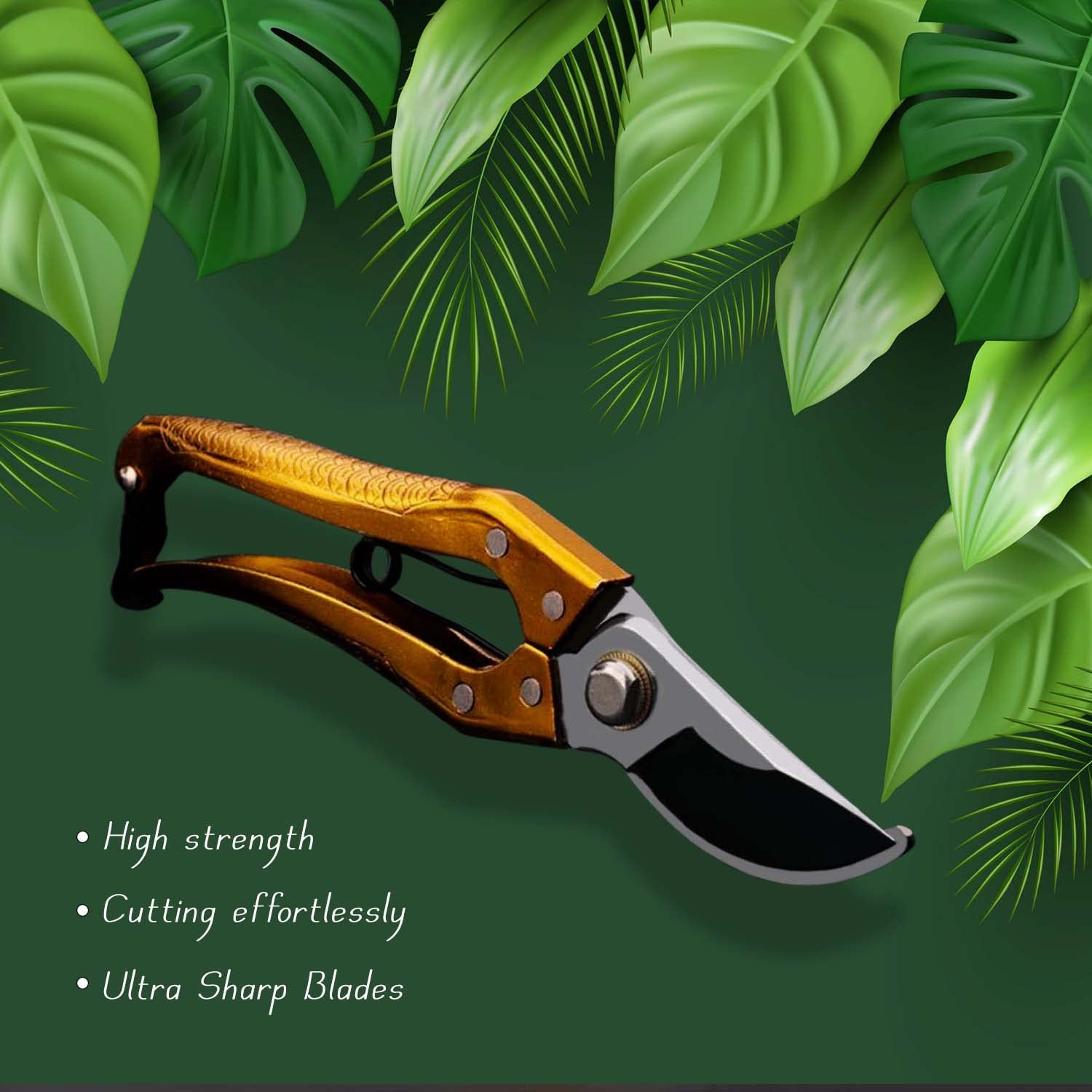 Giftock Heavy Duty Plant Cutter For Home Garden | Grip-Handle Flower Sharp Cutter | 8 Inch Garden Bypass Pruning Shears | Pruners Scissor with Safety Lock | Garden Scissors For Home Gardening