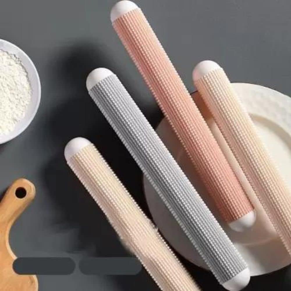 Giftock Kitchen Plastic Rolling Pin Dough Roller Household Non-Stick Exhaust Rolling Pin Smooth and Beautiful Embossed Design for Home for Kitchen (1Pcs) (Multicolor)