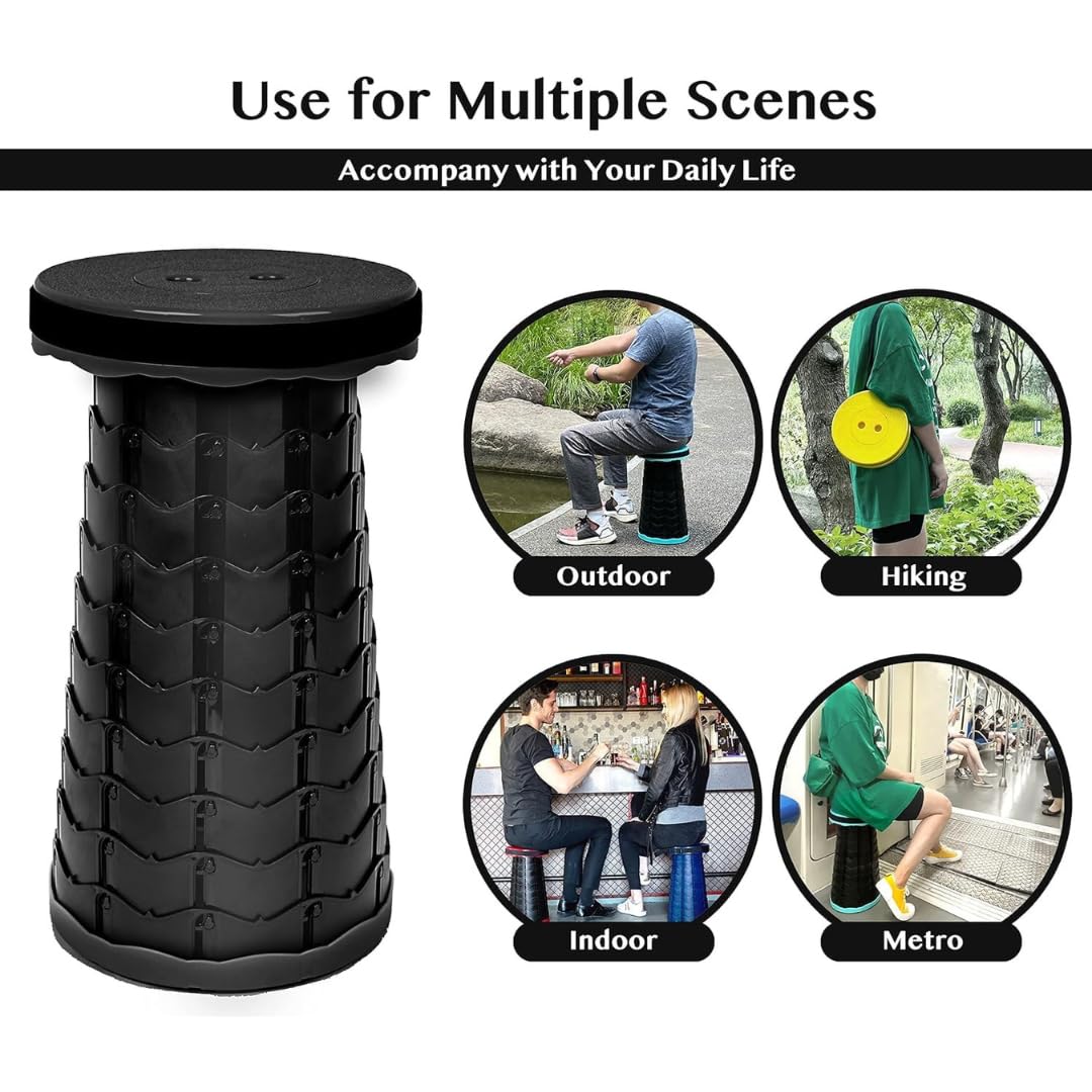 Giftock Upgraded Camping Stool Retractable Folding Stool,Collapsible Telescoping Stool Portable Stool with Max Load 200KGS for Adults for Indoor Outdoor Hiking Gardening Travel (Red)