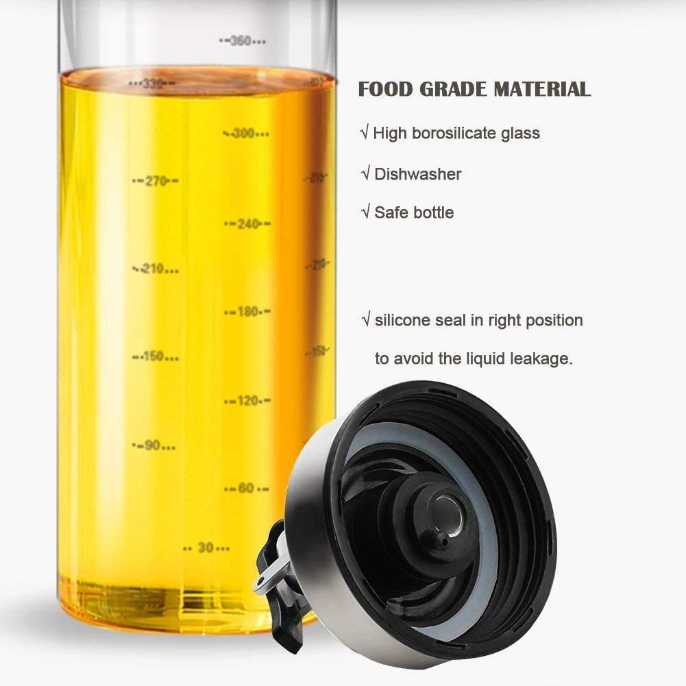 Giftock Oil Bottle Olive Dispenser for Cooking Lead-Free Glass Bottle for Drip Free Spout BBQ Salad Kitchen Baking Roasting Frying 300ml