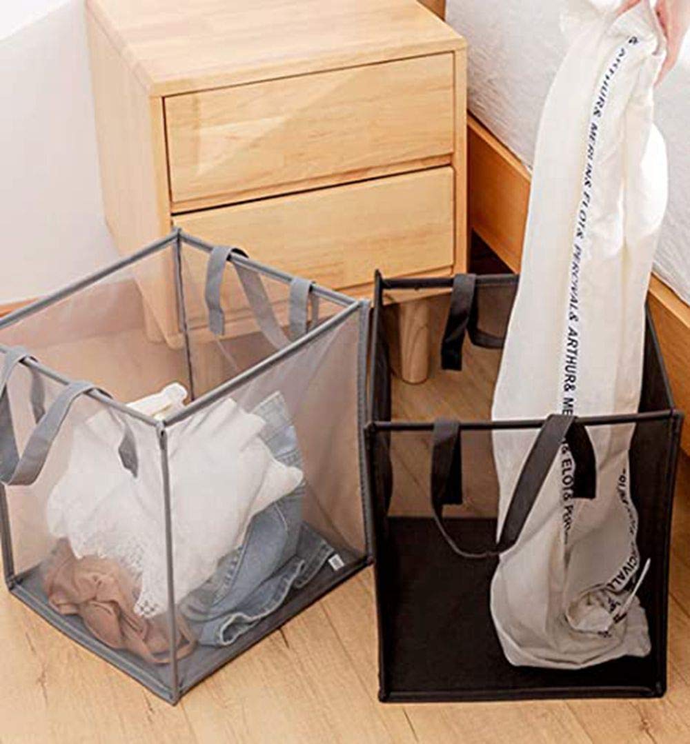 Giftock Pop Up Laundry Baskets - Mesh Collapsible Laundry Hampers Storage with Handle - Foldable for Washing Storage, Great for The Kids Room, College Dorm, Travel Organizer (Black)
