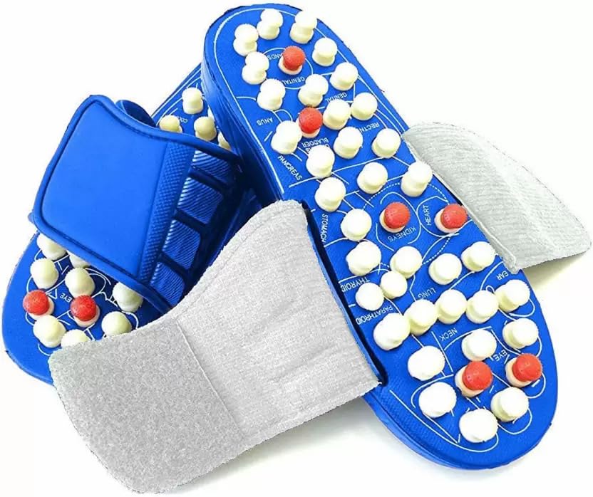 Giftock Spring Acupressure Magnetic Therapy Sandals |Yoga Paduka Acupressure Foot Relaxer| Foot Massager Slipper| Rotating Acupressure Foot Slippers for Men & Women (6 UK)