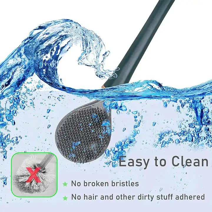Giftock Silicone Toilet Cleaner Brush with Non-Slip Long Handle Flexible Stand Wall Mounted Holder Western Toilet Bowl Cleaning Brushes for Bathroom Holders