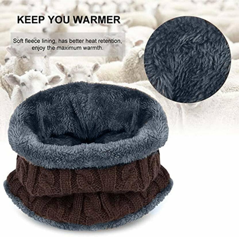 Giftock Wool Beanie Cap & Muffler for Mens & Women  Winter Cap for Men  Mens Woolen Cap with Neck Muffler  Winter Muffler for Women  Soft Woolen Muffler & Cap for Men & Women Black