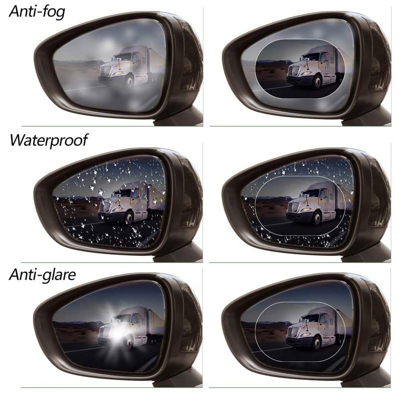 Giftock Rain Guard Waterproof Oval Anti Fog Rain Proof Film PET Material Accessories Right Car Mirror for All Vehicles - Set of 2