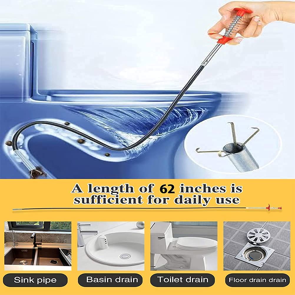 Giftock  Drain Pipe Cleaner, Hair Catching Drain Cleaner, Drain Cleaning Pipe Spring Stick, Hair Catching Claw Wire, Sewer Sink Tub Dredge Remover. (60 CM)