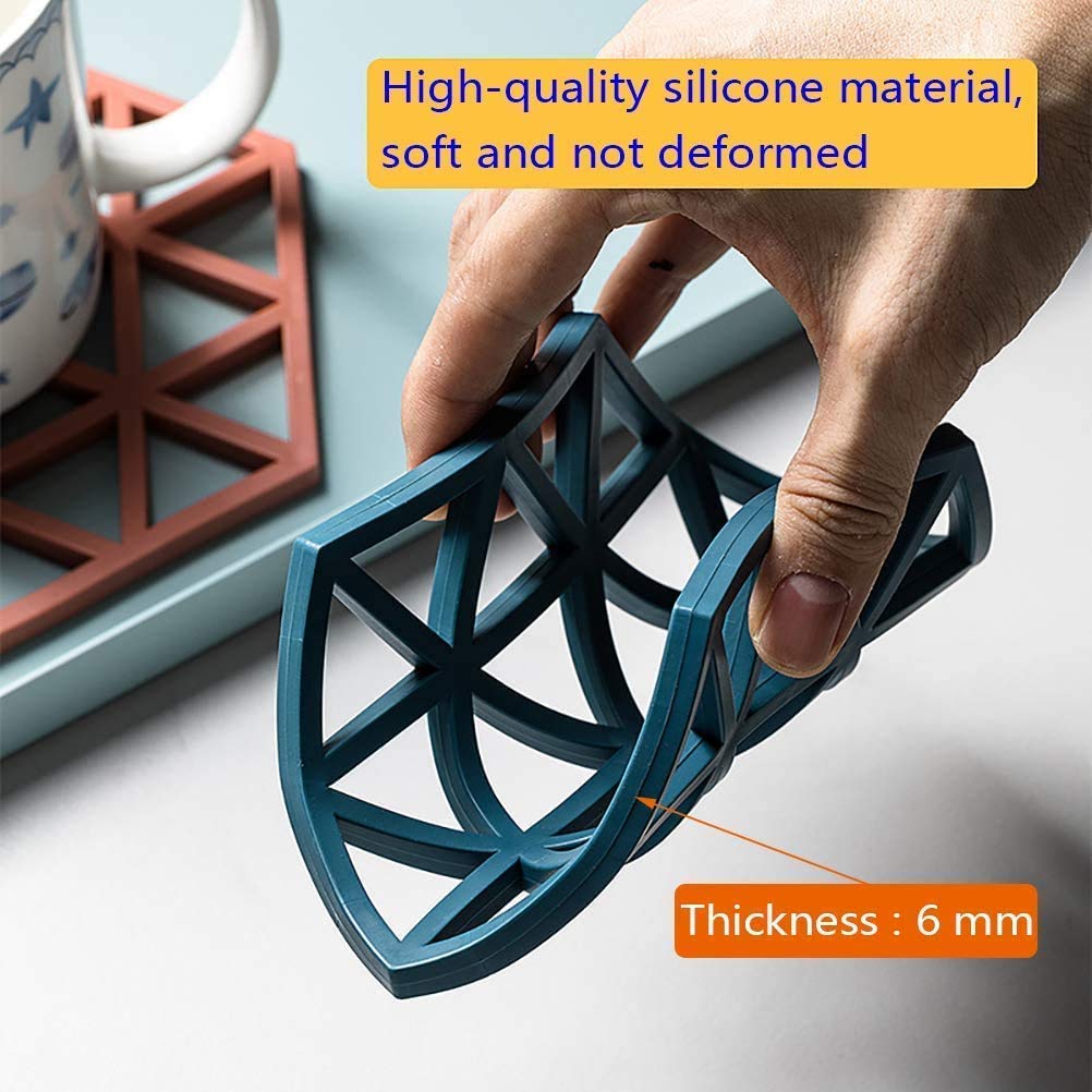 Giftock Silicone Trivets 6 Pcs 6.33 5.5 in Non-Slip Heat Resistant Hot Pots and Pans Holder, Expandable Hexagon Mats for Kitchen Cooking Counter