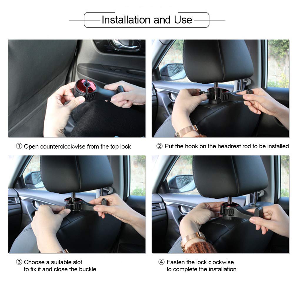 Giftock 2Pack Car Seat Back Hooks, Universal Multifunctional Car Vehicle Back Seat headrest Mobile Phone Holder Hanger Holder Hook for Bag Purse Cloth Grocery (Silver)
