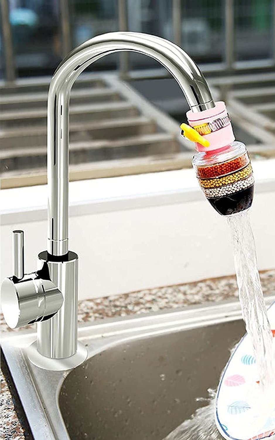 Giftock Activated Carbon Faucet Water Filters Universal Interface Home Kitchen Faucet Tap Water | Tap filter Multilayer | Clean Purifier Filter Cartridge Five Layer Water Filter-Pack of 1