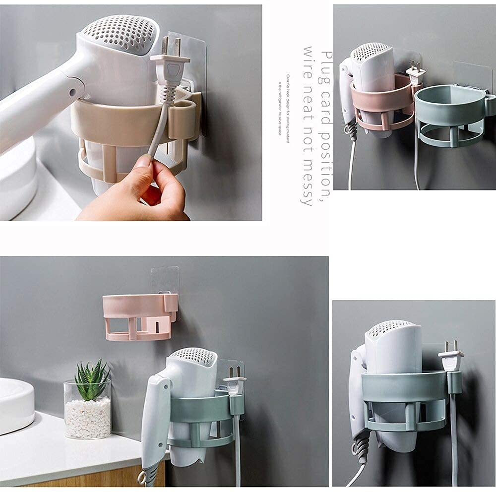 Giftock Hair Dryer Holder Wall Mounted Self Adhesive, Plastic Hair Blow Dryer Styling Tools Rack, Bathroom Organizer Compatible (1 PCS)