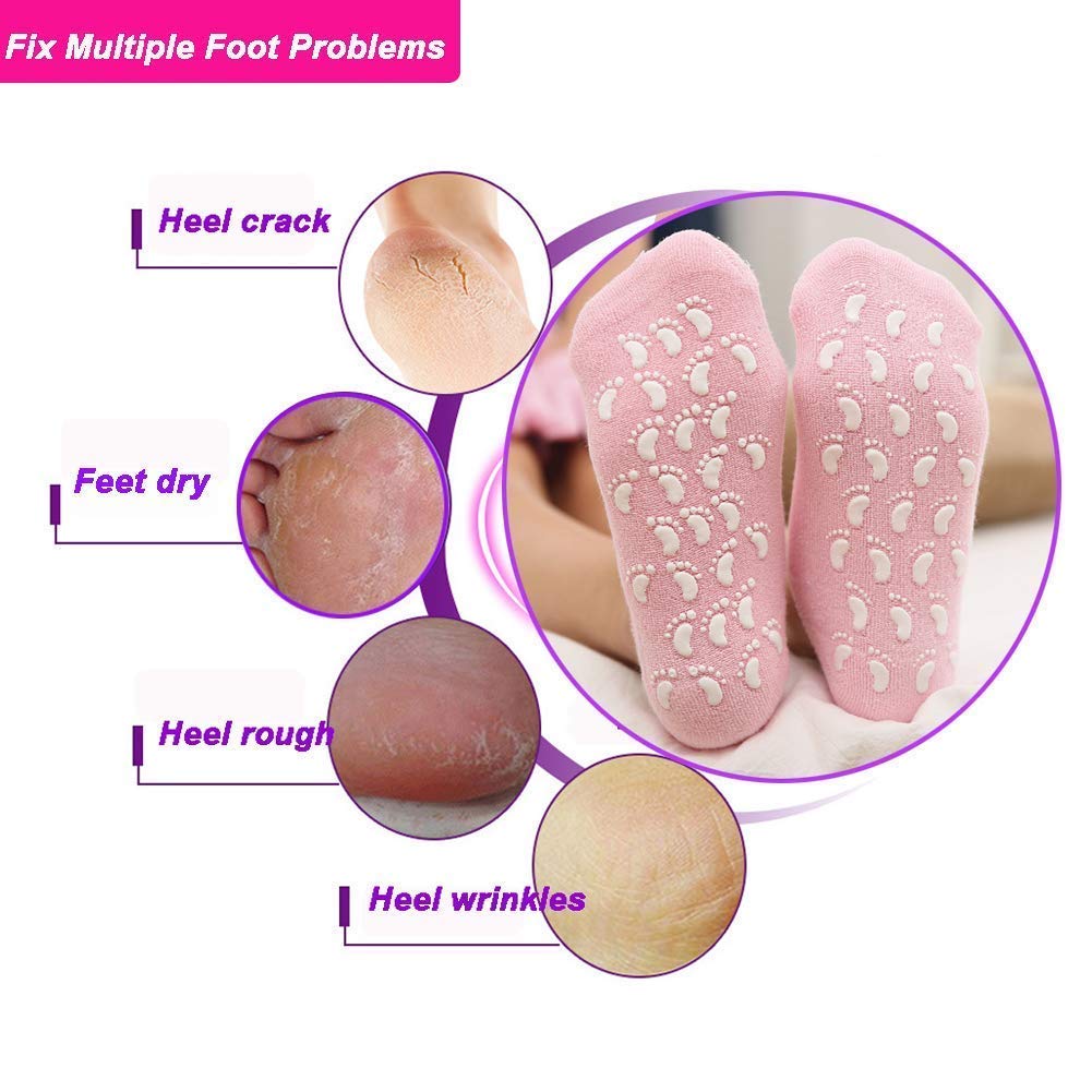 Giftock Silicon Socks Heel for Crack (1 Pair) Spa Gel Socks for Women and Men, Feet Protector Crack Heel Repair Socks with Moisturizing Natural Oil and Vitamin E Repair Dry Cracked Feet & Soften Skin