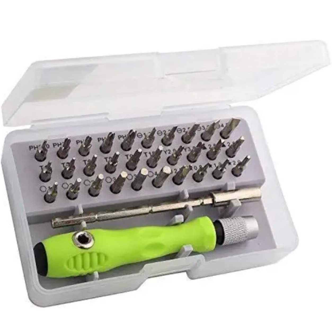 Giftock 32 in 1 Mini Screwdriver Tool Set Kit with Magnetic Flexible Extension Rod, Precision Bits screw driver, computer, mobile repairing tool kit, watch repairing, laptop screwdriver set, Multicolor