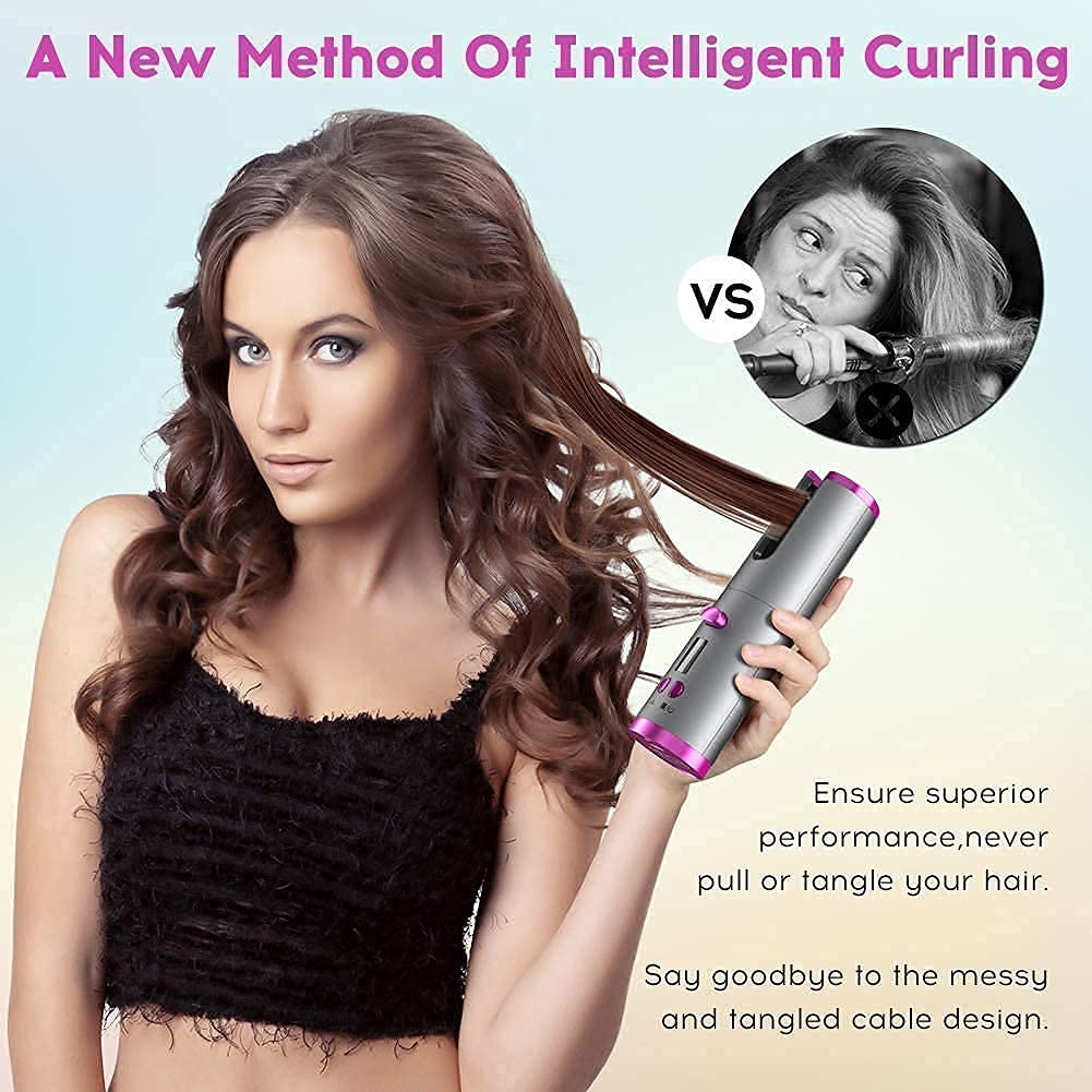 Giftock -Hair-Curler-Cordless-Automatic-Hair-Curler-Portable-Curling-Iron-with-LCD-Temperature-Display-Fast-Heating-Auto-Rotating-Hair-Curler-USB-Rechargeable-for-Travel-Home