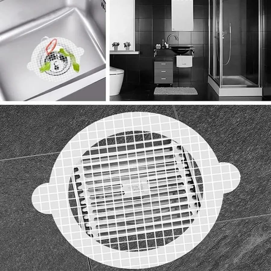 Giftock 10-Pack Disposable Shower Drain Hair Catcher, 90mm/3.54inch Waterproof Drain Hair Catcher for Shower Drain, Bath Hair Catcher Shower Mesh Sticker for Bathroom Bathtubs
