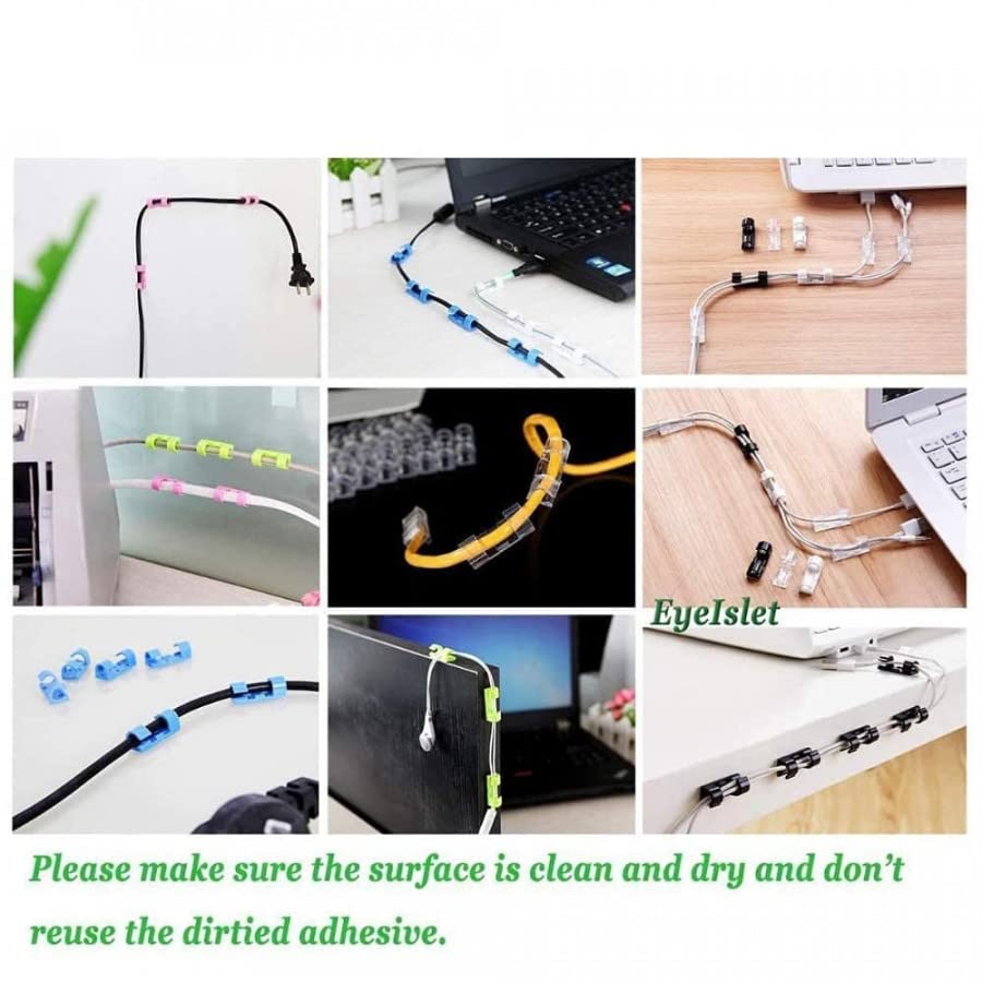 Giftock 16 PC Desktop Cable Organizer with Improved Stronger Adhesive Tape | Cable Manager, Wire Manager, Wire Clamp | Wire Clips for Cable for Wall, Wire Holder Clips Wall