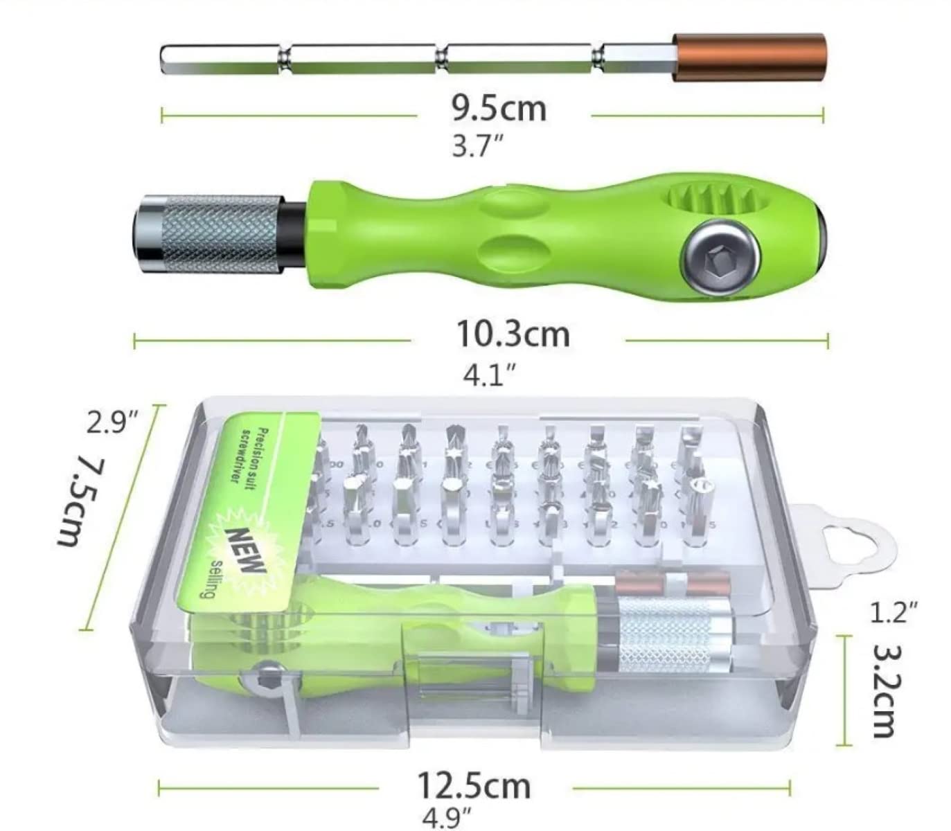 Giftock 32 in 1 Mini Screwdriver Tool Set Kit with Magnetic Flexible Extension Rod, Precision Bits screw driver, computer, mobile repairing tool kit, watch repairing, laptop screwdriver set, Multicolor