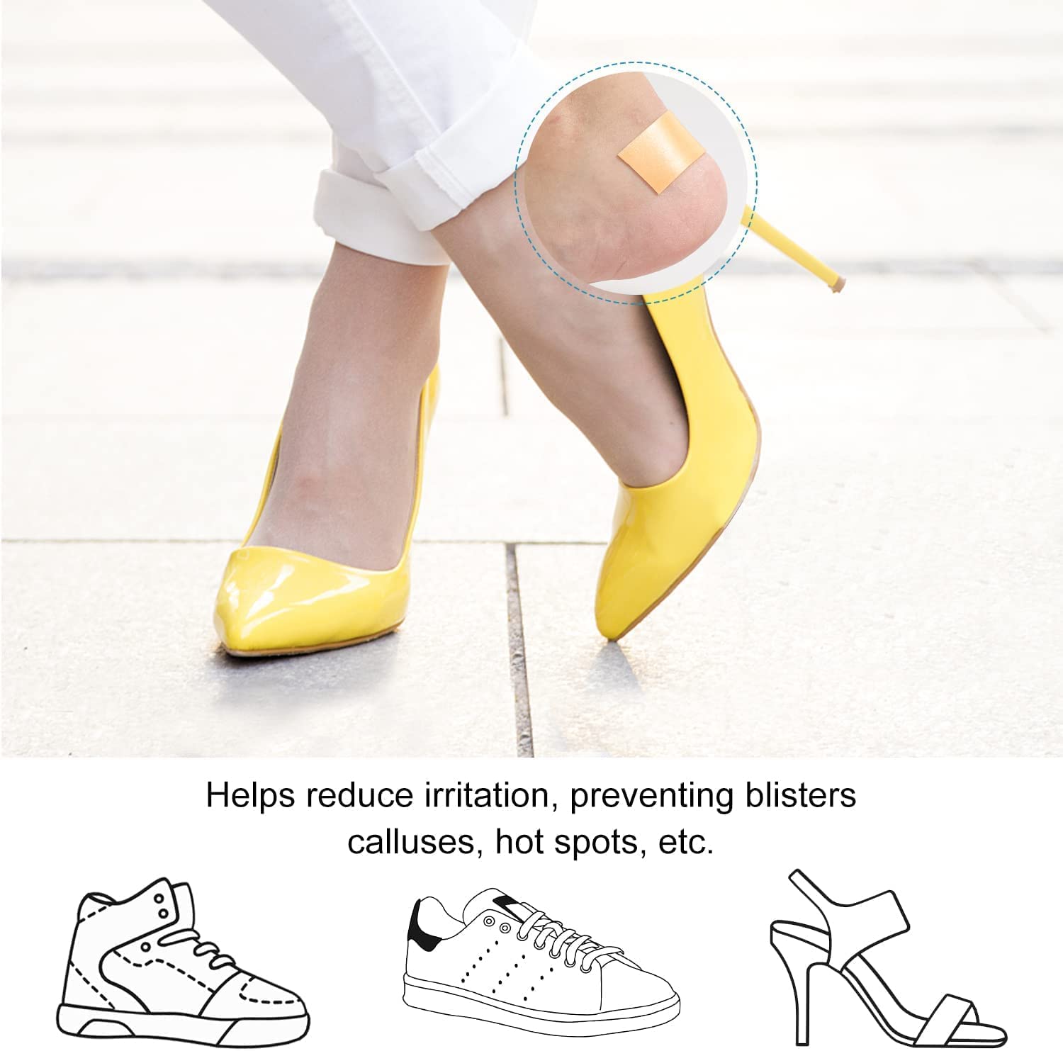 Giftock Import Export Waterproof Foot Care Sticker Heel Grip Tape Foot Care Protector Anti Slip Feet Pad Adhesive Heel Insole Cushion Shoe Tape for Skin Tape Bandages (Pack Of 1)