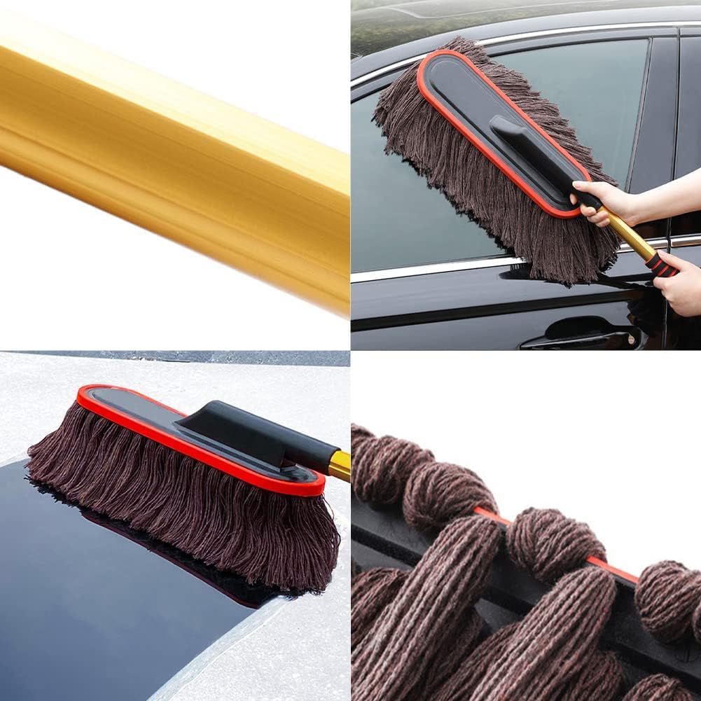 Car Duster with Telescopic Handle Car Cleaning Tool Super Soft Cotton Wire Cleaning Brush for Dusting Cars Home (Multi)