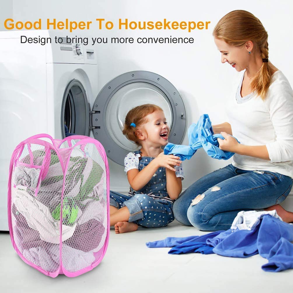Giftock Net Laundry Bag Foldable and Collapsible with Easy to Carry Handle- for Home, Dorms, Hostel, Toy Storage (Multicolor) 30 Liter