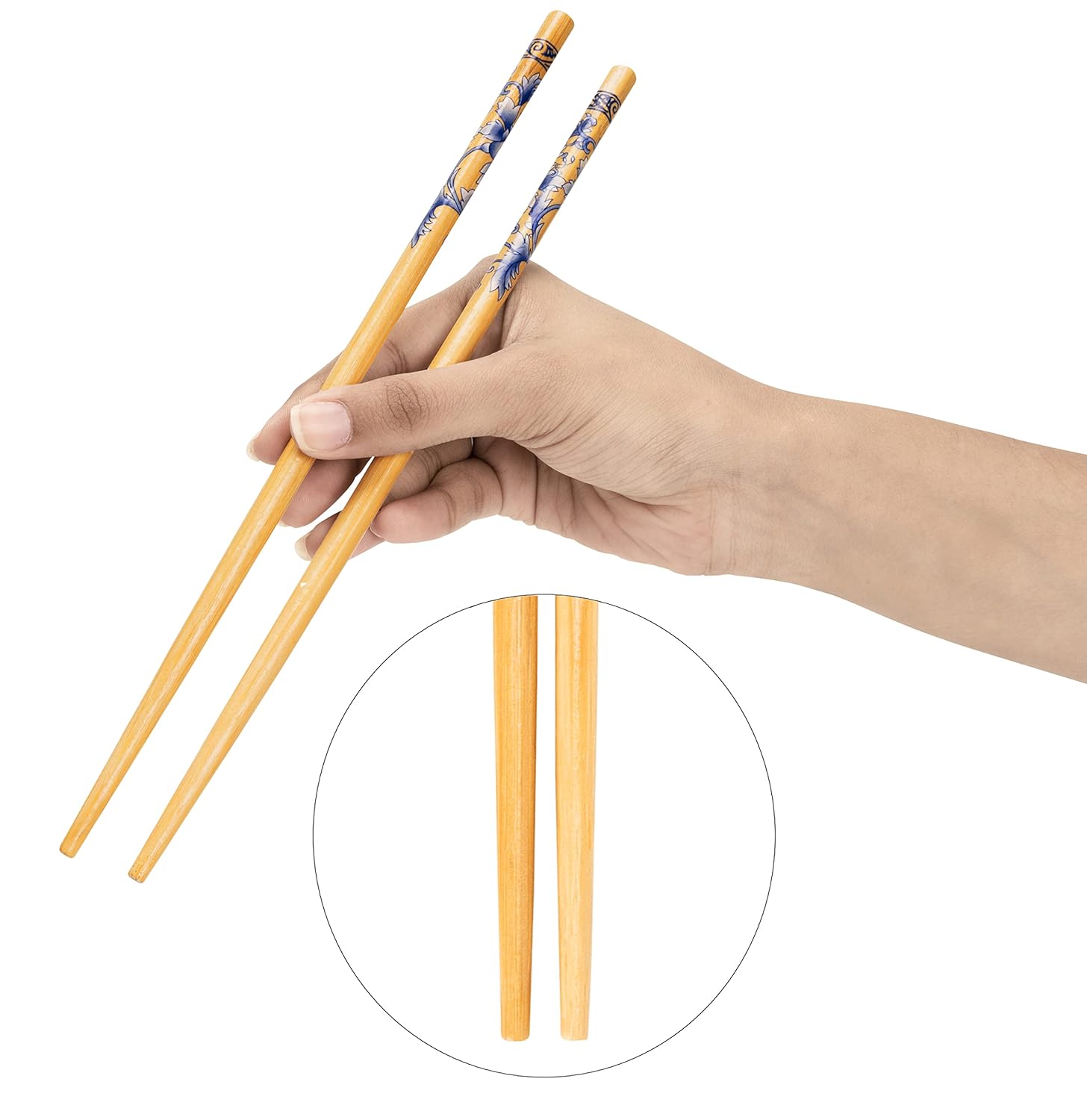 Giftock) 5 Pairs Natural Bamboo Reusable Chopsticks for Sushi, Noodles, Fried Rice (24 cm, Brown)