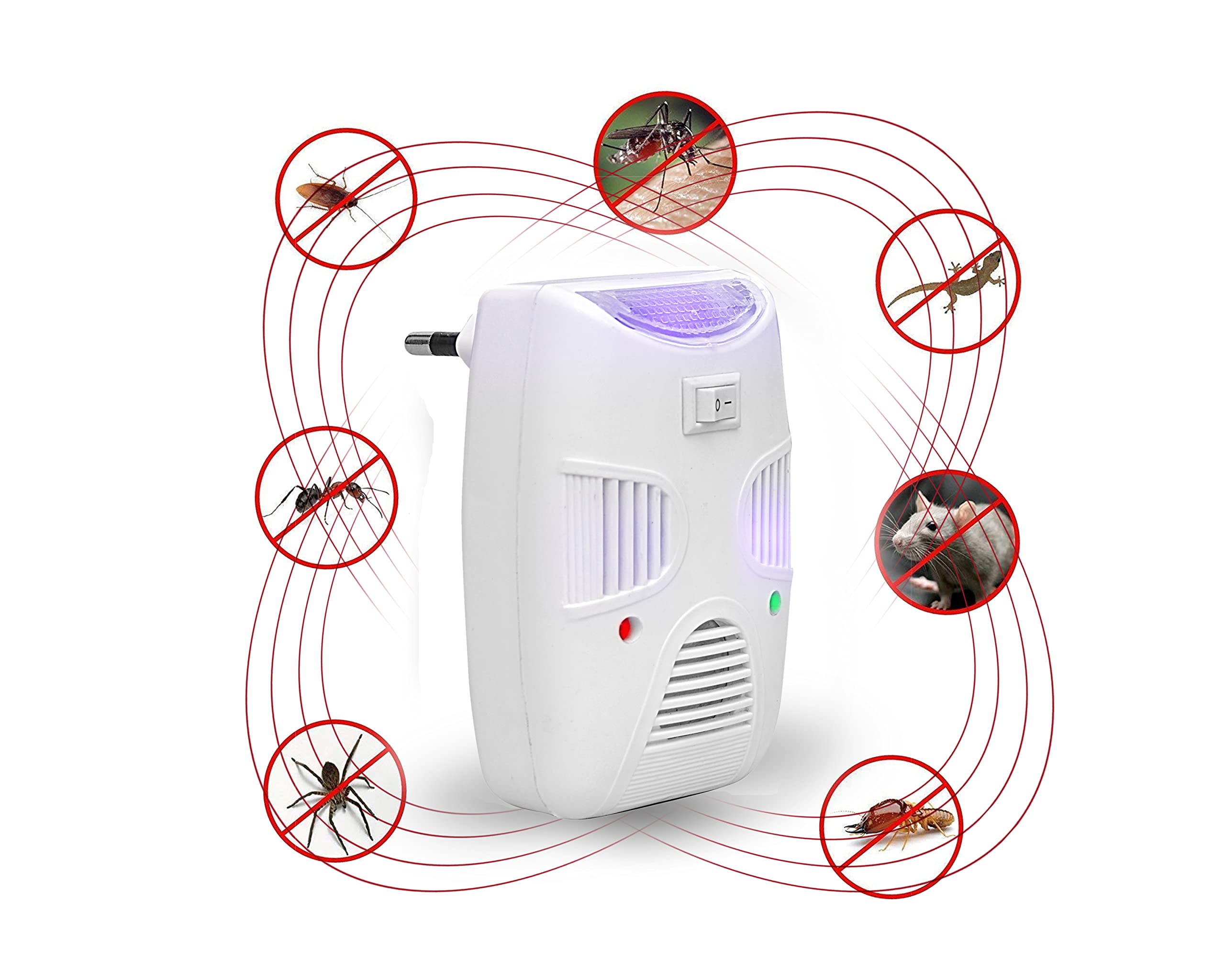 GiftockPEST REJECT Ultrasonic Pest Repeller to Repel Rats, Cockroach, Mosquito, Home Pest and Rodent Repelling Aid for Mosquito, Cockroaches, Ants Spider Insect Pest Control Electric Pest Repelling (White)