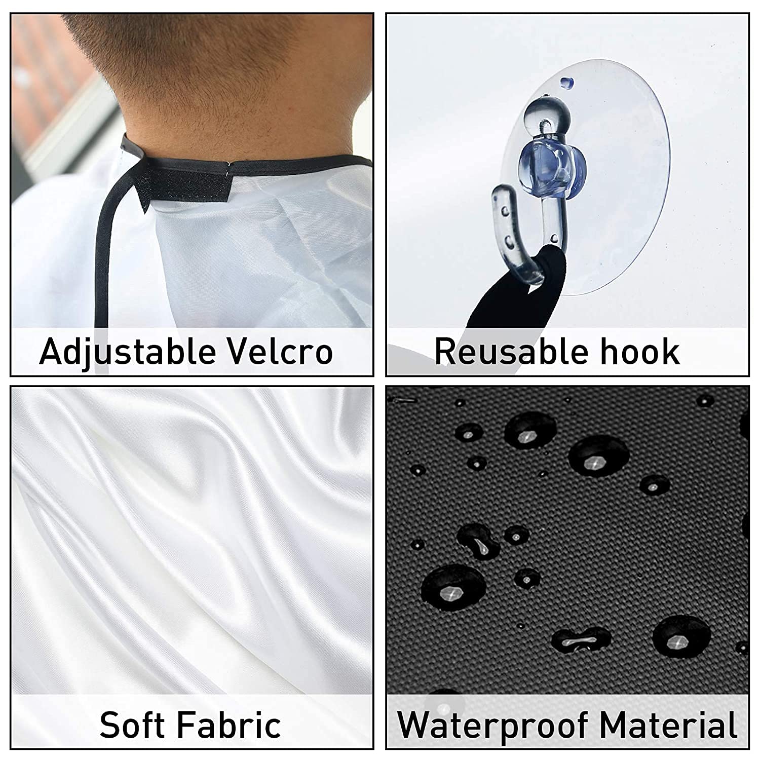 Giftock Beard Bib Apron Beard Catcher for Shaving and Trimming, Grooming Cape Apron Catcher, Non-Stick Beard Cape Shaving Cloth, Best Beard Trimming Gift for Men - White
