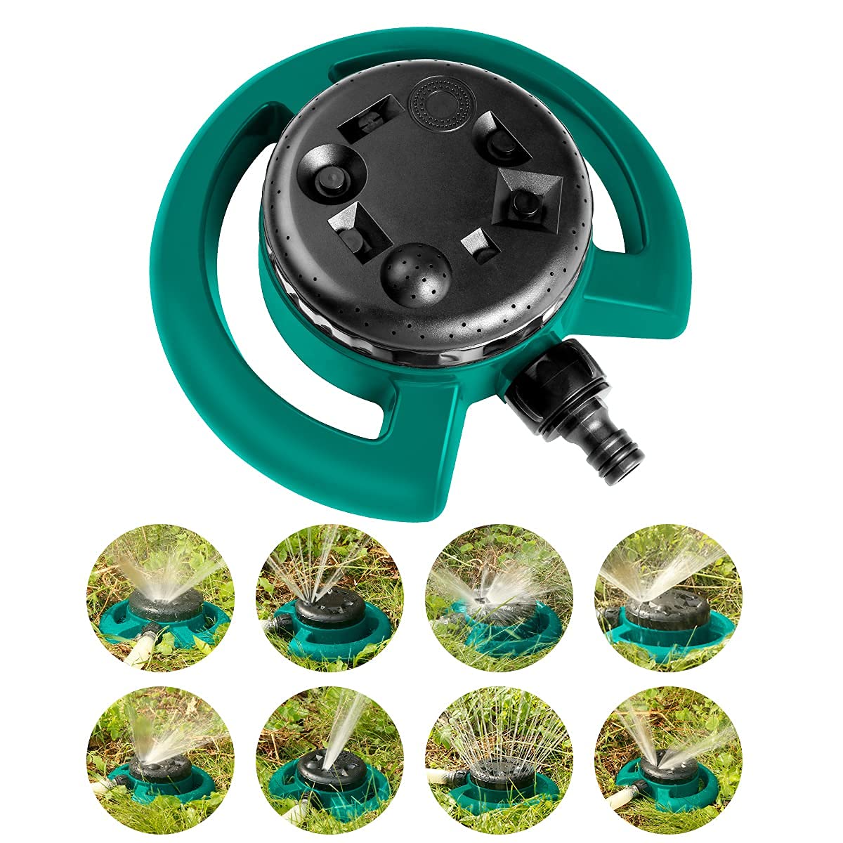 Giftock 1 Pc Automatic 360 ° Rotating Adjustable Round 3 Arm Lawn Water Sprinkler for Watering Garden Plants/Pipe Hose Irrigation Yard Water Sprayer (Green)