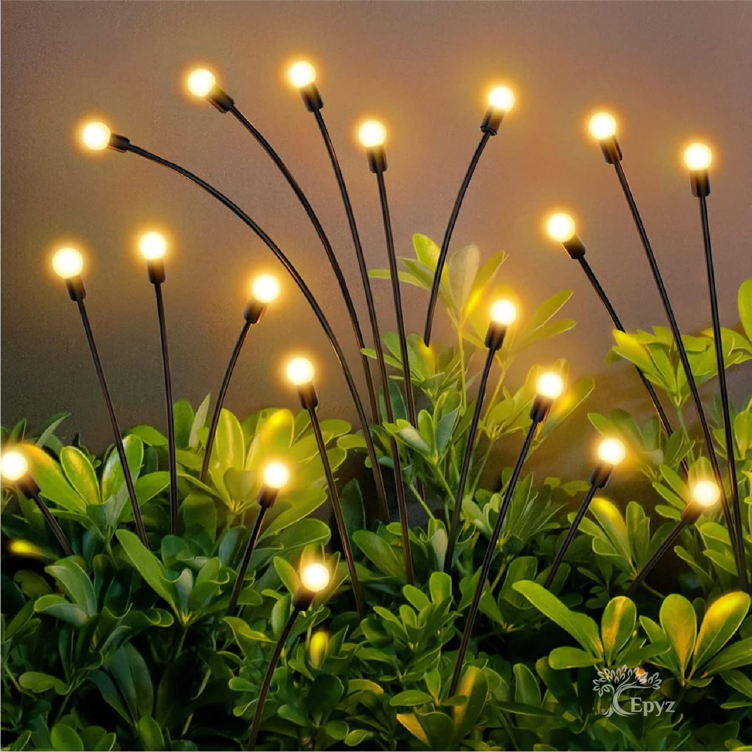 Giftock Solar Garden Lights Outdoor Solar Firefly Lights Waterproof Solar Garden Decorative Lights 2 Lighting Mode [ 6 LED, Warm Yellow ]