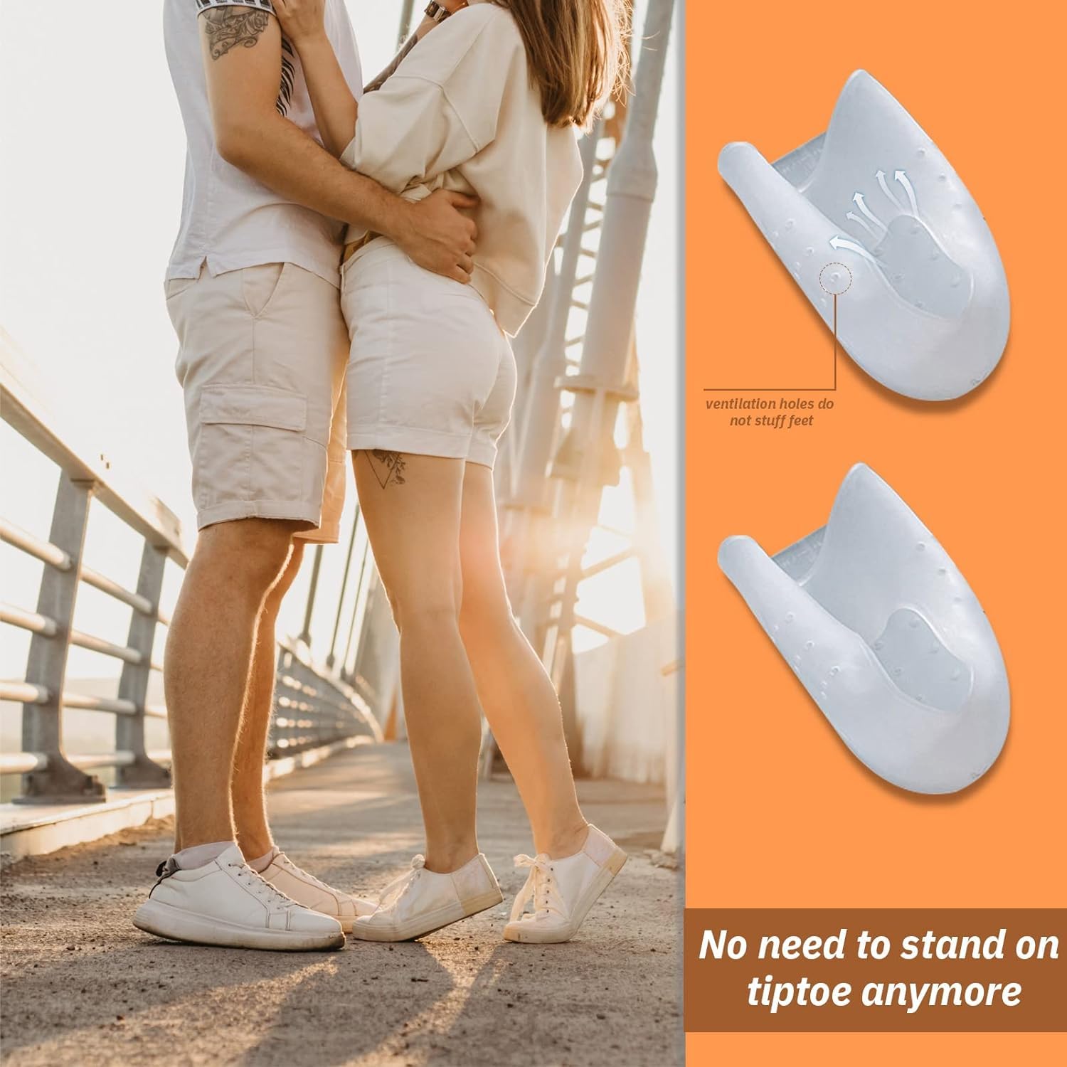 Giftock Invisible Height Increase Shoe Insoles Air Cushion 3cm Make You Taller,Supportive Comfort Dry Hard Cracked Heels Repair Cream Foot Care Ankle Support Cushion-For Men And Women (1 Pair)