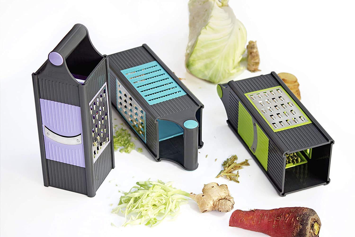 Giftock Stainless Steel 4 in 1 Vegetable Slicer Grater Cutter Chopper for Kitchen Salad Maker Grinder Shredder with Blades for Cheese Vegetables Fruit Cabbage Slicing Grating Multicolor