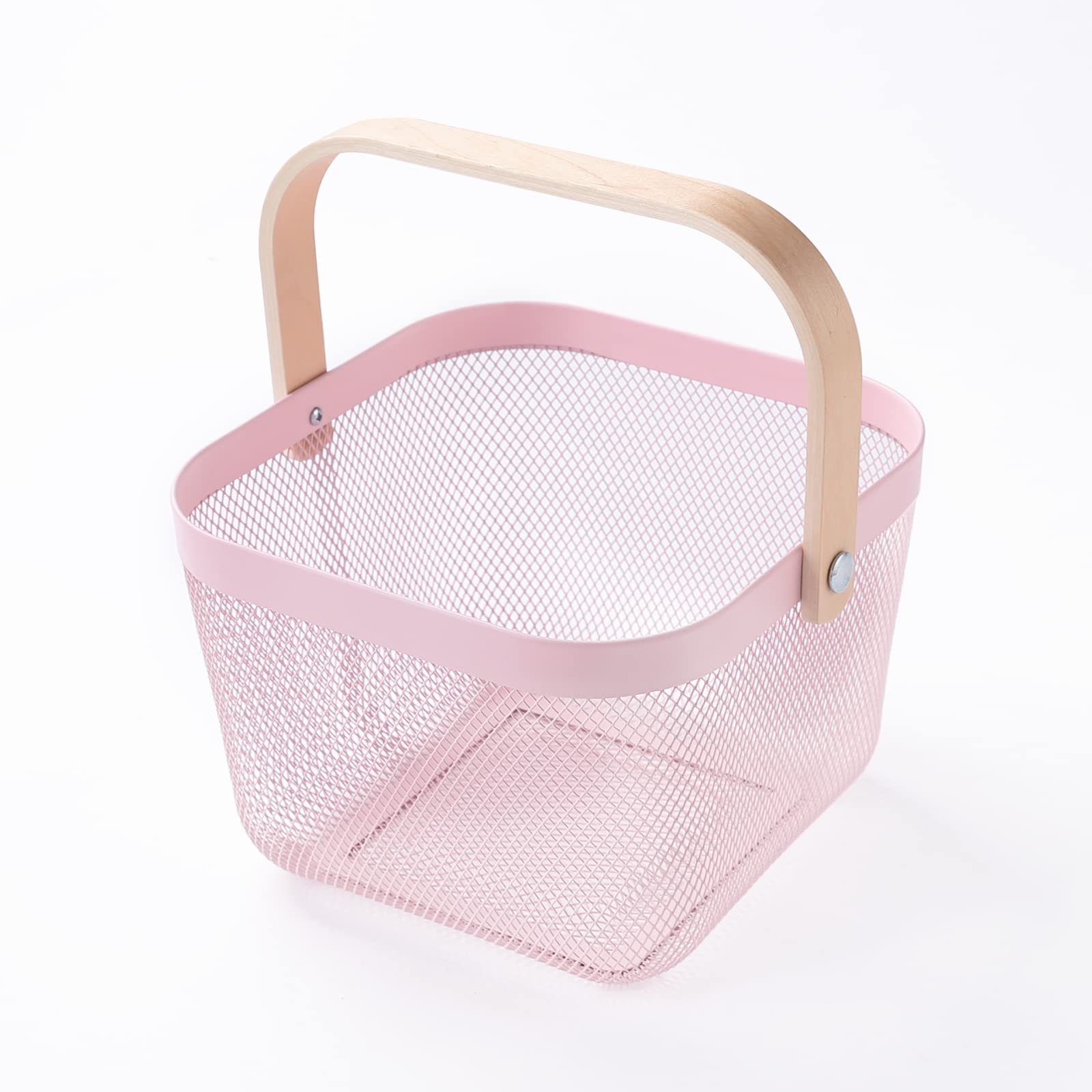 Giftock Metal Wire Basket With Handle|Storage Basket Fot Fruits, Books|Mesh Open Storage Bin|Storage Organizer