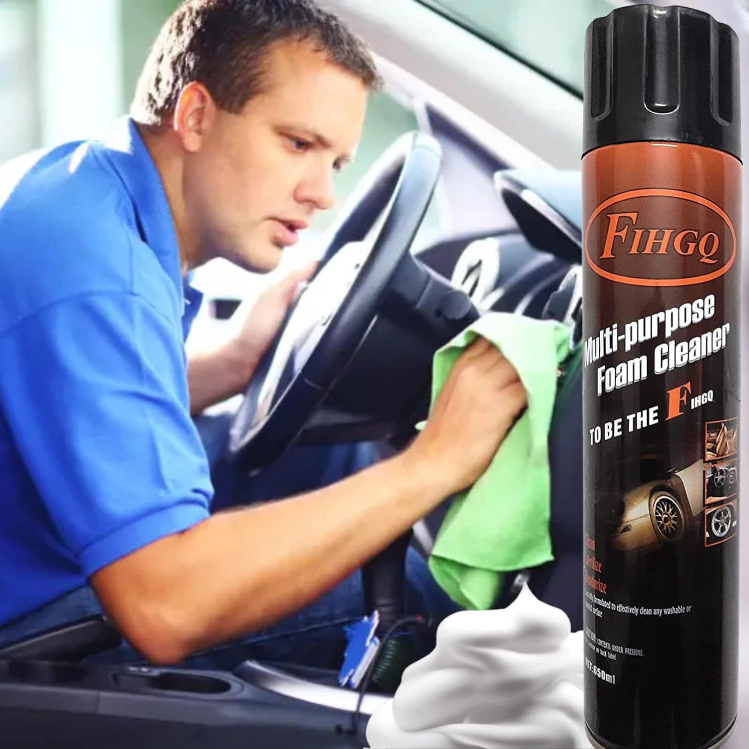 Giftock Multipurpose Foam Cleaner Spray Foam | American Formula Spray For Car Sofa Leather Carpet Cleaning | Dashboard, Steering, Doors & Seat Cover Cleaning - 500 ML (Pack of 1)