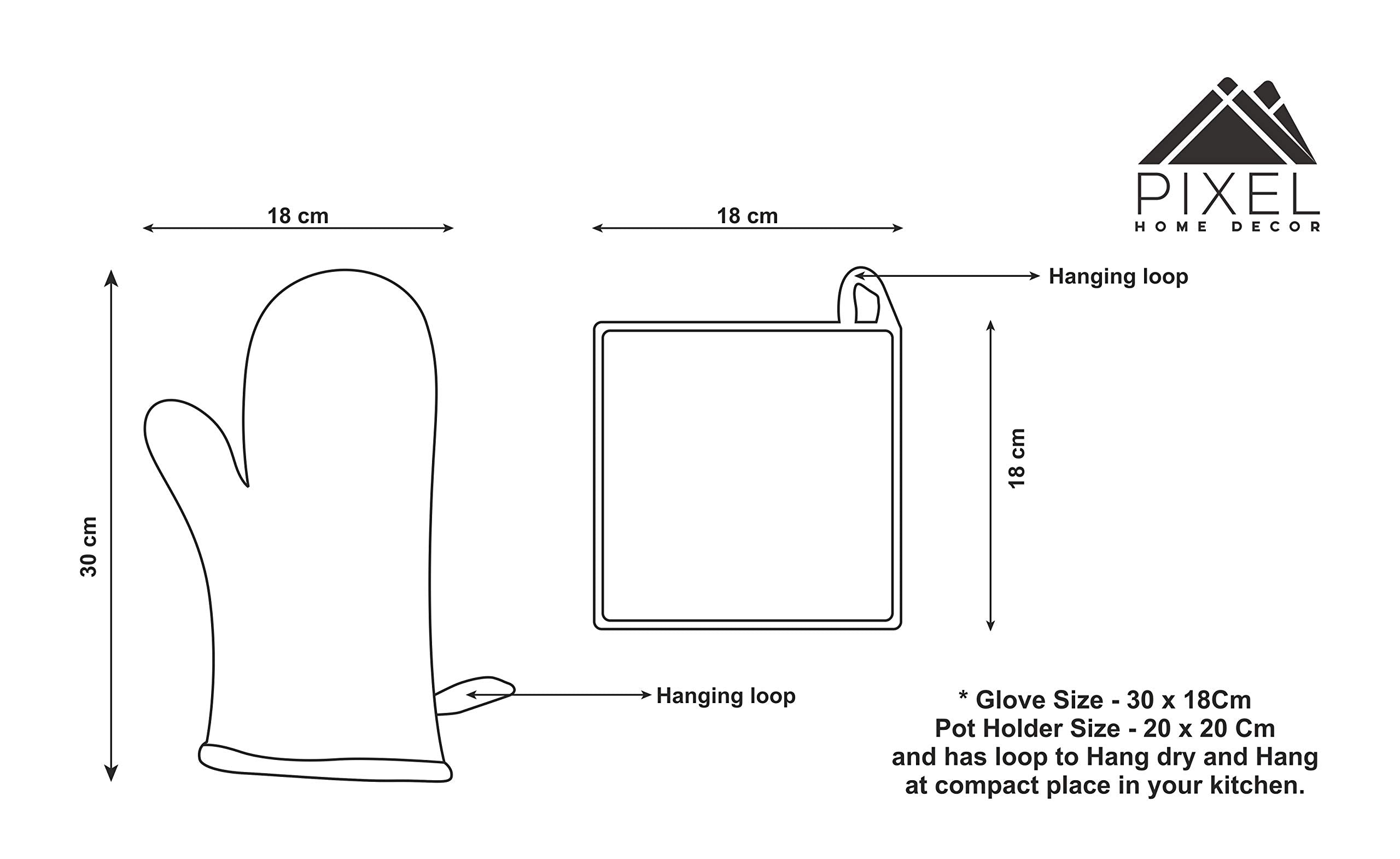 Giftock Printed Cotton Oven Mitten with Pot Holder (Multi)