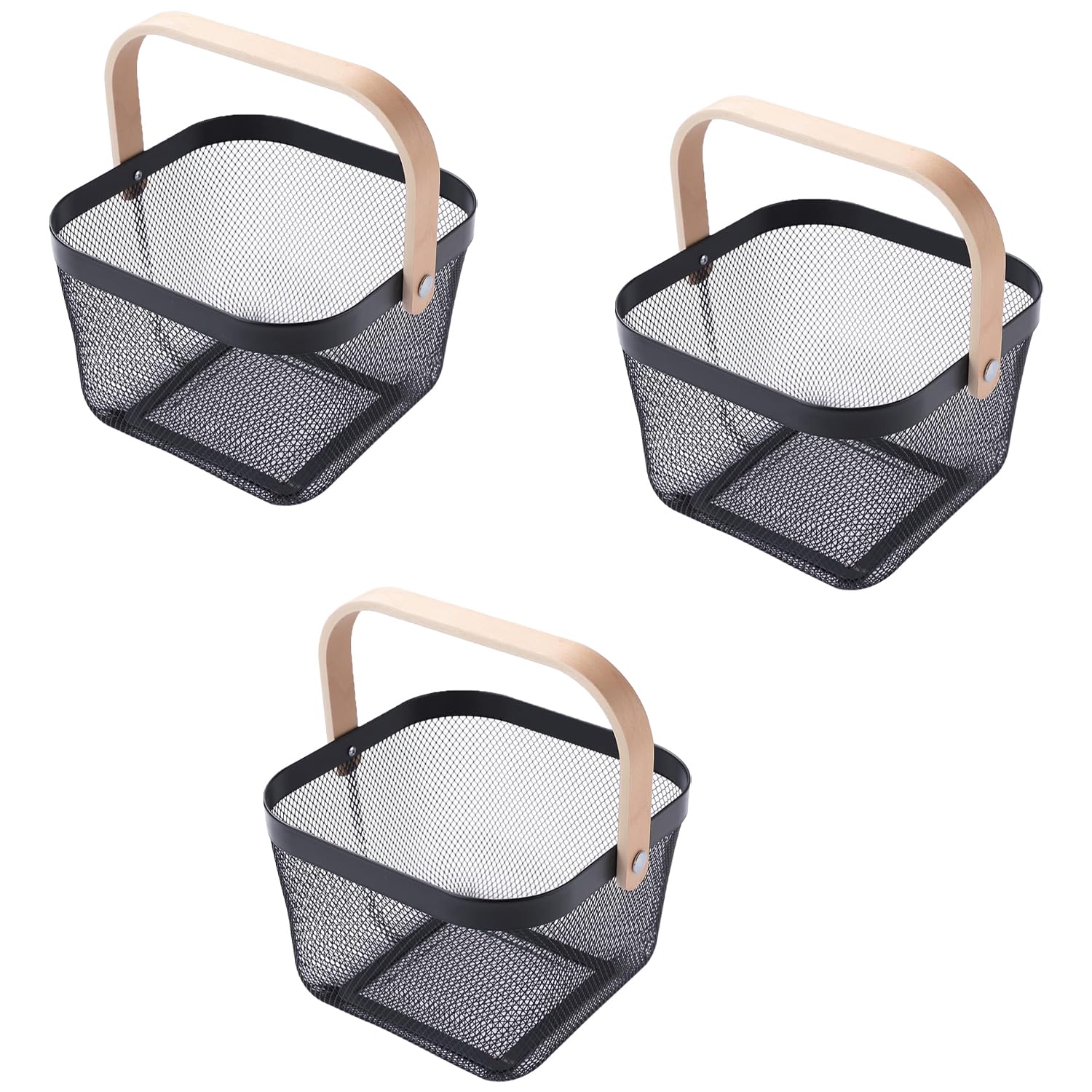 Giftock Metal Wire Basket With Handle|Storage Basket Fot Fruits, Books|Mesh Open Storage Bin|Storage Organizer