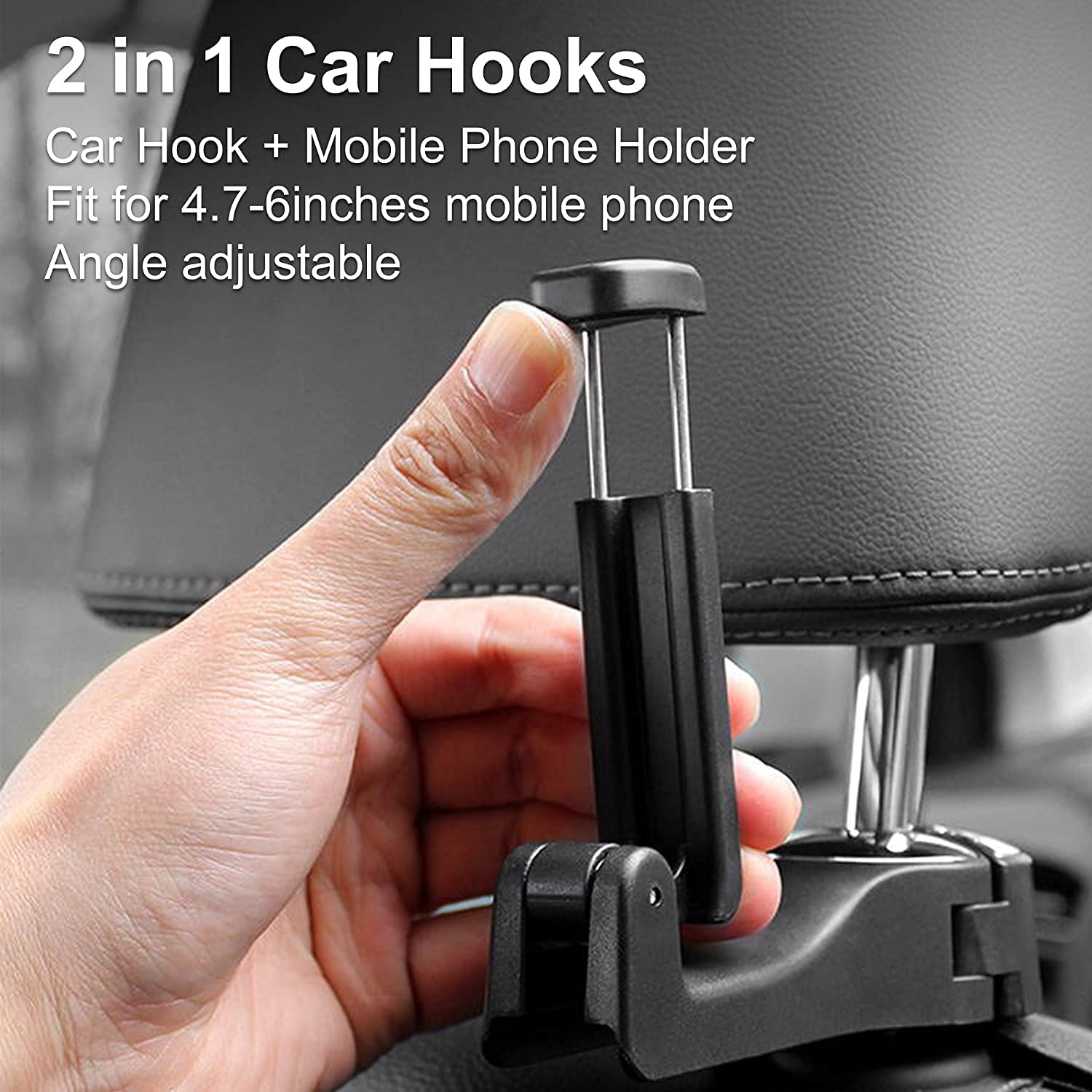 Giftock 2Pack Car Seat Back Hooks, Universal Multifunctional Car Vehicle Back Seat headrest Mobile Phone Holder Hanger Holder Hook for Bag Purse Cloth Grocery (Silver)